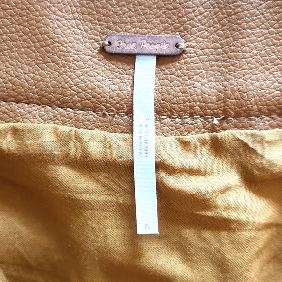 Free People High A Line Vegan Leather Skirt in Copper - Picture 5 of 6